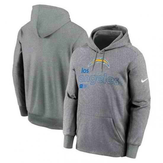 Men Nike Heather Gray Los Angeles Chargers Performance Pullover Hoodie